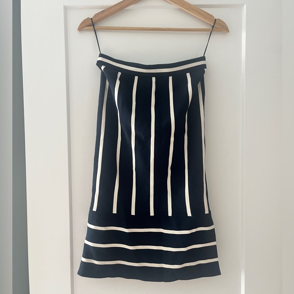 Banana Republic Blue & Cream striped knit midi skirt